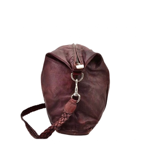 MGUCCI Leather Top Zip Overnight Travel Laptop Work Messenger Bag w/ Woven Strap - Picture 6 of 16